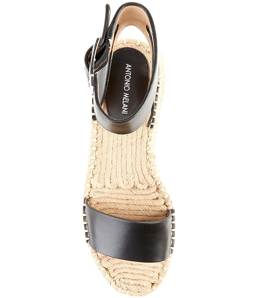 Antonio Melani Fosterr Leather Ankle Strap Espadrille Wedges