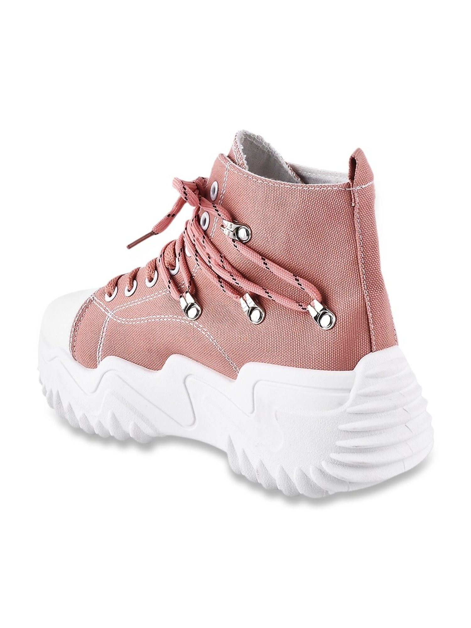 The White Pole Women's Pink Ankle High Sneakers