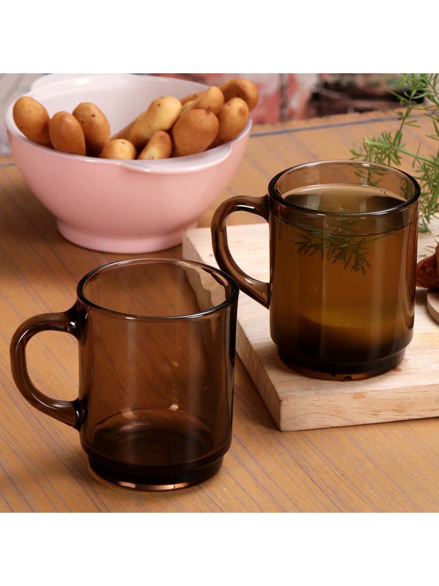 Duralex 'Versailles' Brown Glass 10.5 cm Mug (0.26 L) - Set of 6