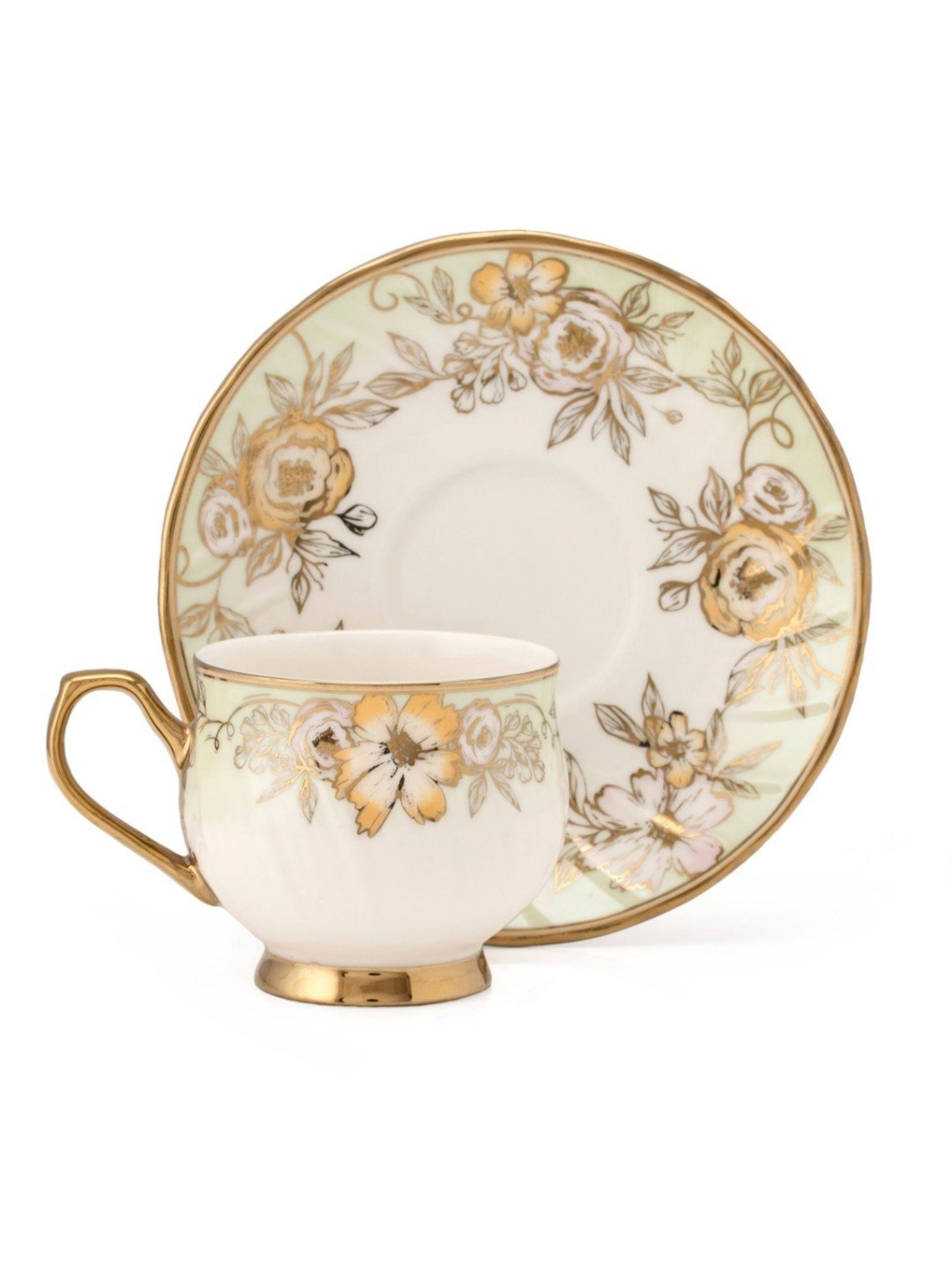 JCPL White & Red Ceramic Cup (0.18 L) - Set of 6