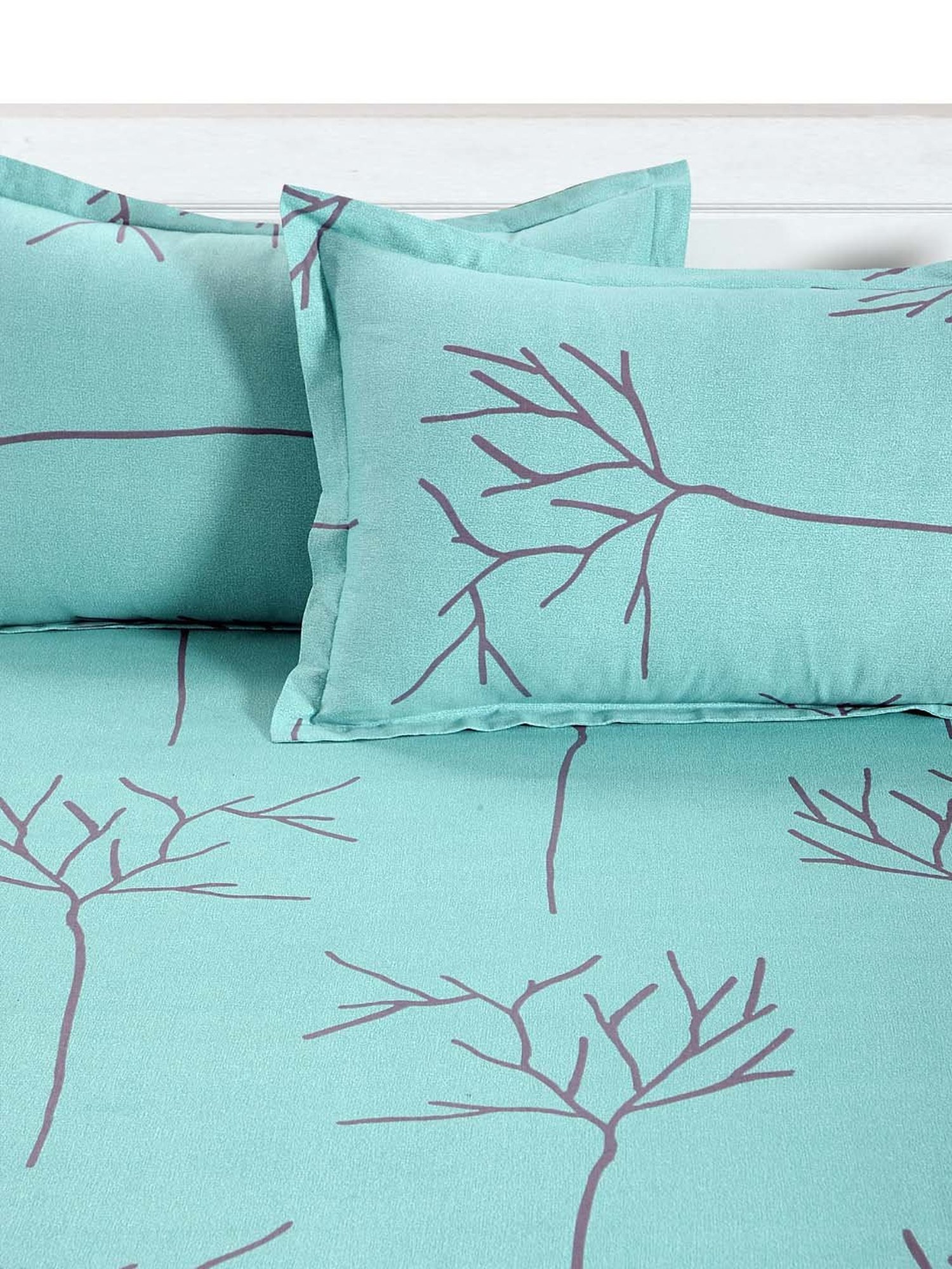 Swayam Printed Blue 250 TC Cotton Queen Bedsheet with 2 Pillow Covers