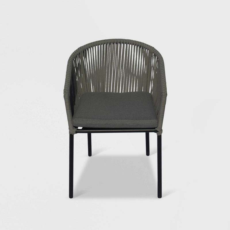 Osborne 2pk Aluminum Outdoor Dining Chairs Set with Cushions - Black - Courtyard Casual