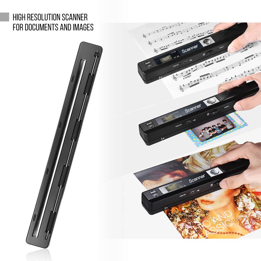 Portable Handheld Wand Wireless Scanner A4 Size 900DPI JPG/PDF Formate LCD Display with Protecting Bag and 8GB TF Card  for Business Document Reciepts Books Images