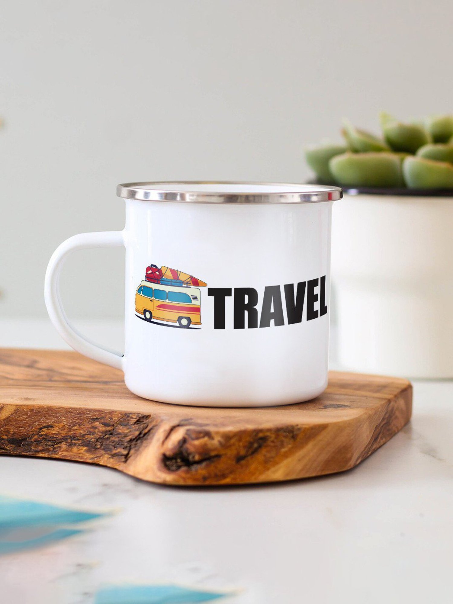 Gathari Enamel White Stainless Steel Coffee Mug