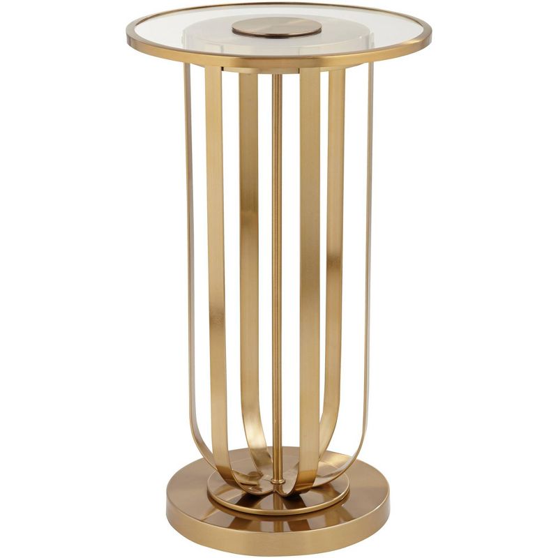 Blaine 14" Wide Gold Metal and Glass Accent Table