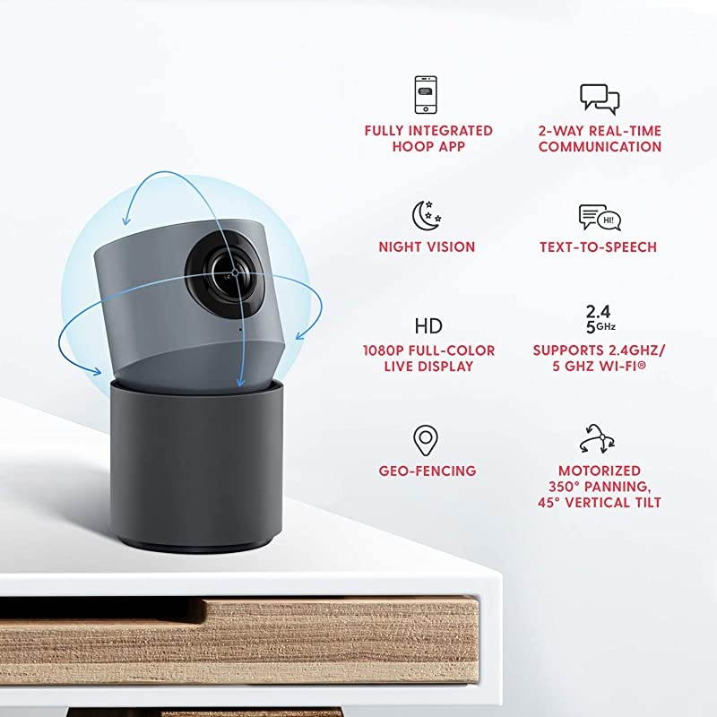 Wireless HD Indoor Pan-&-Tilt Security Camera with 5-Day Free Cloud Recording, Smart Mobile App, Night Vision, Motion & Sound Detection, 2-Way Audio, 2.4 / 5.0GHz, Works with Alexa & Google Home