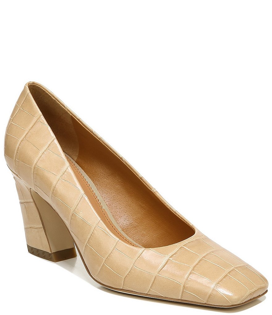 Sarto by Franco Sarto Graciana Croco Print Leather Square Toe Pumps