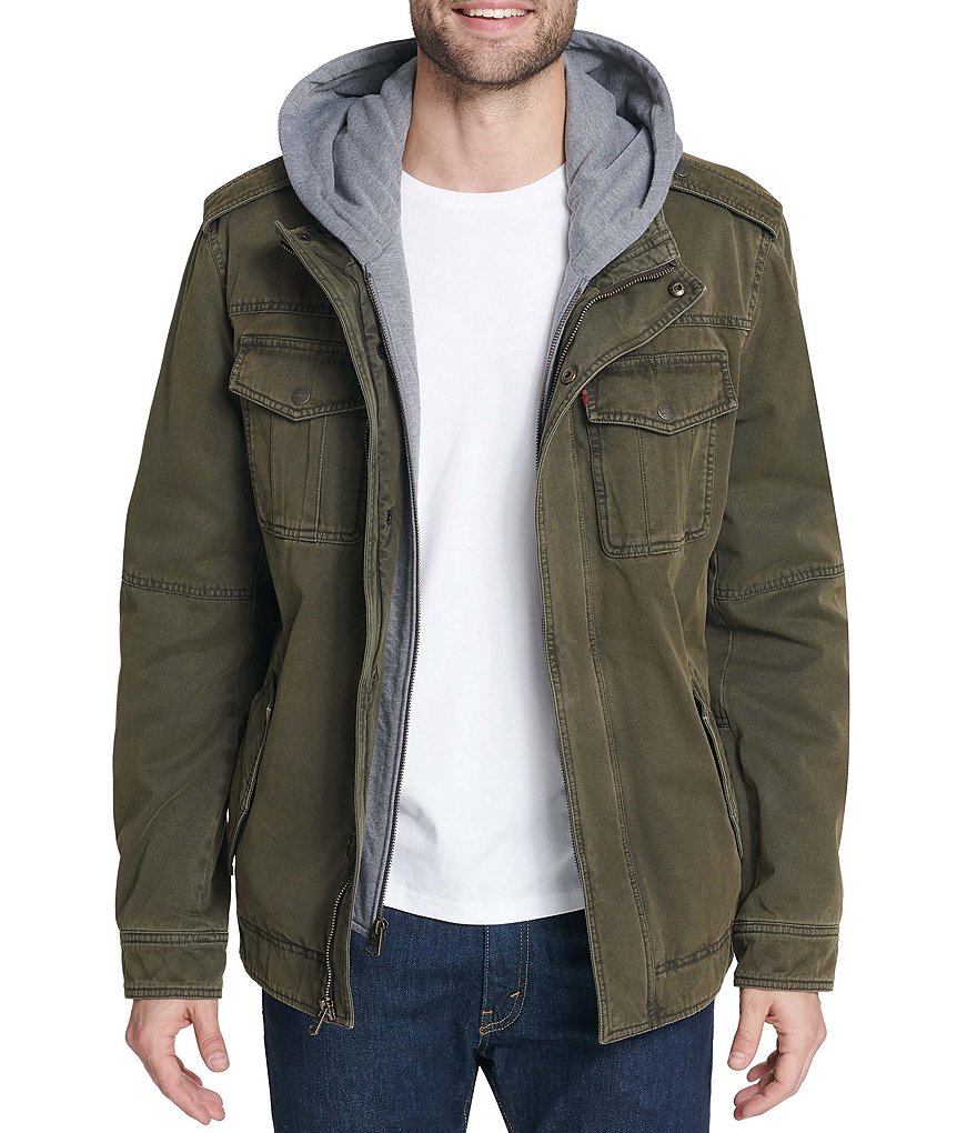 Levi's&reg; Twill Hooded Military Trucker Jacket