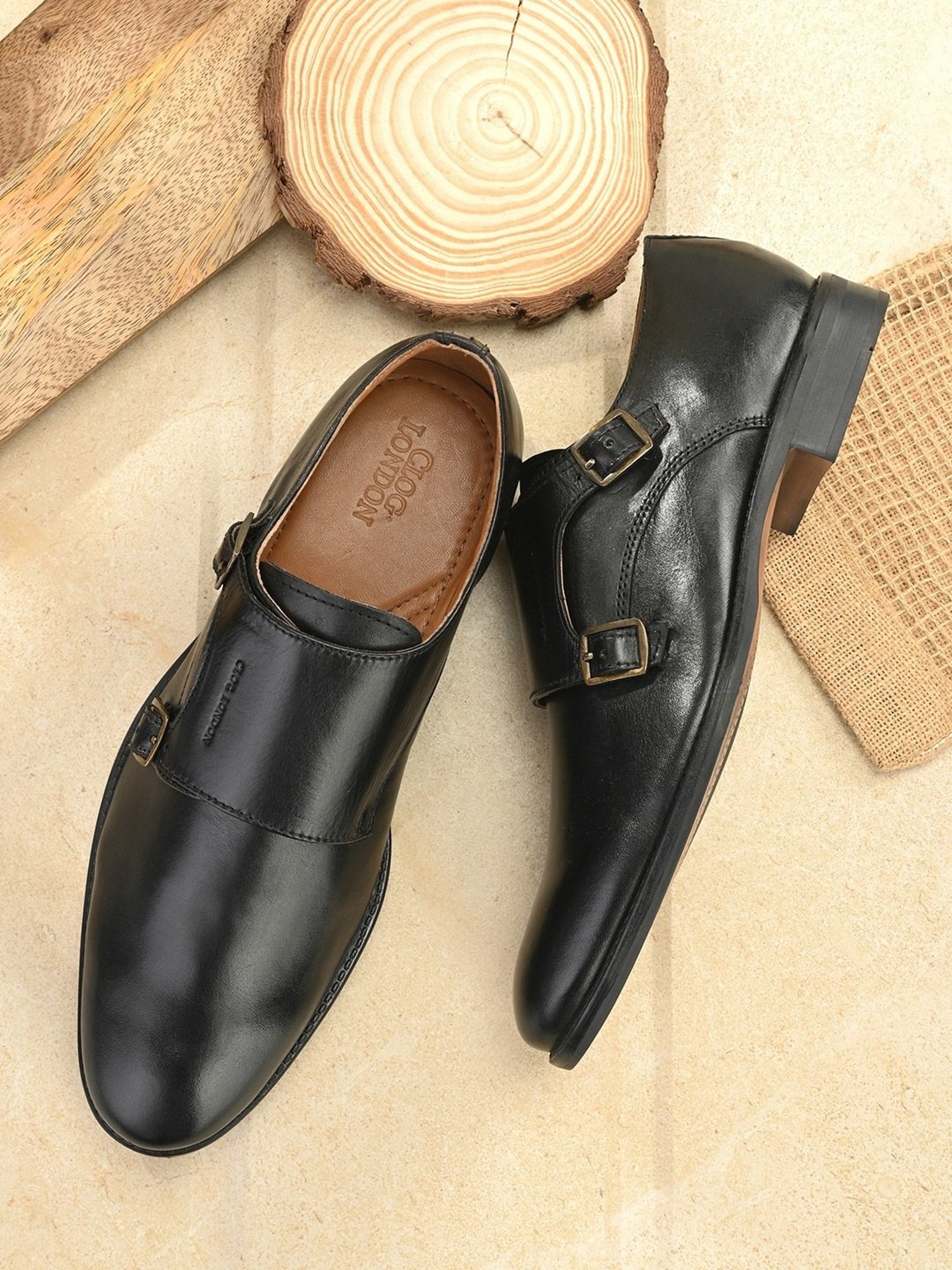 Clog London Men's Black Monk Shoes