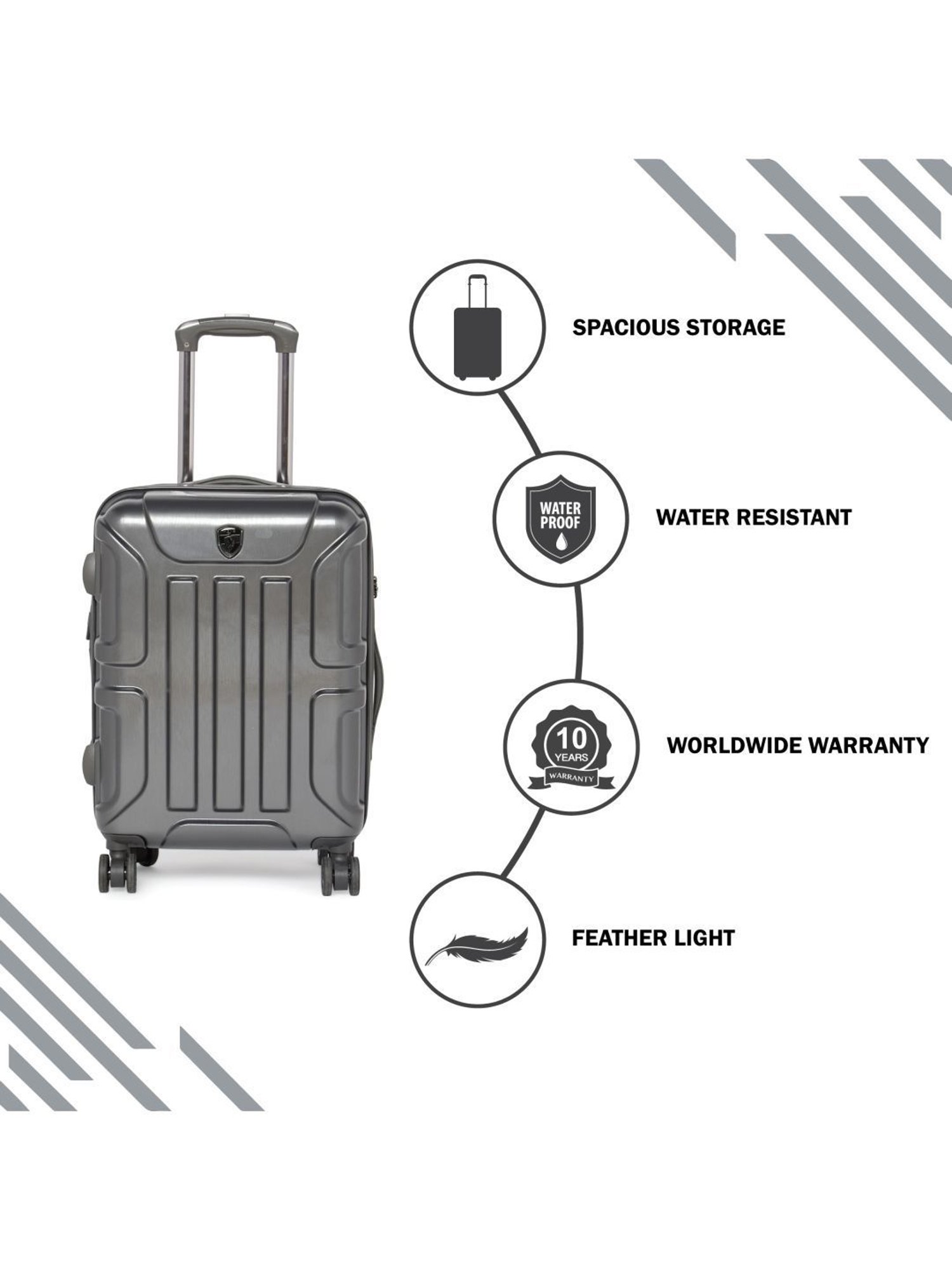 HEYS Commander Gunmetal Textured Hard Cabin Trolley Bag -21 cm