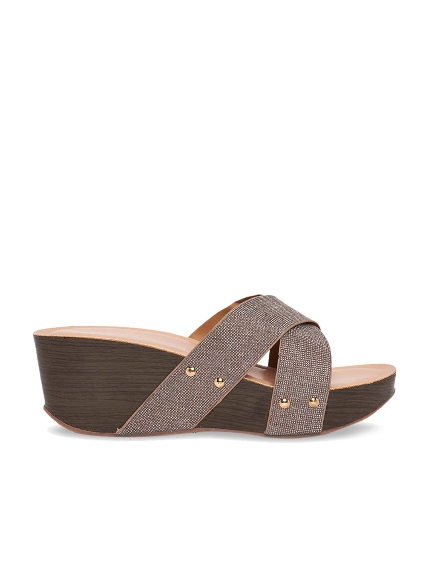 Forever Glam by Pantaloons Women's Golden Cross Strap Wedges