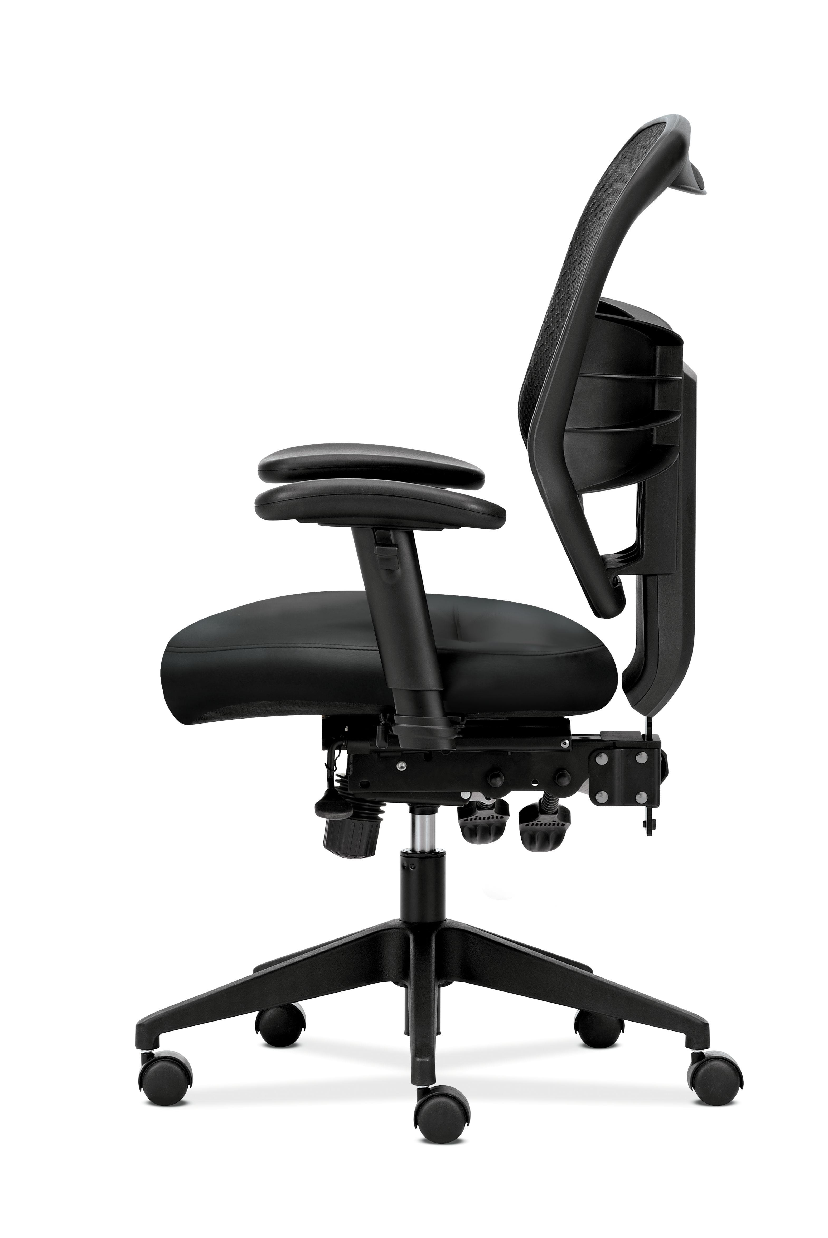 Prominent Mesh High-Back Task Chair Seat Glide 2-Way Arms Black Leather