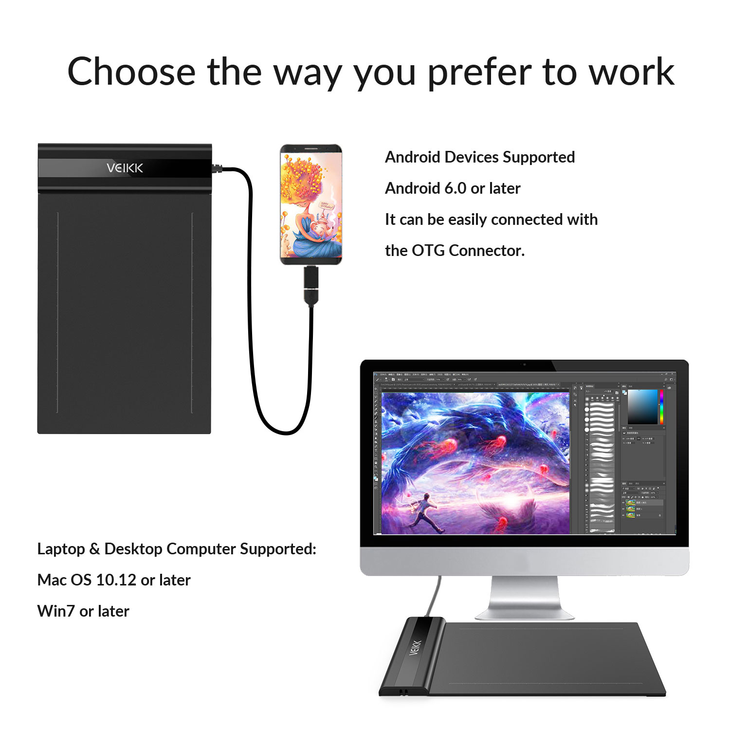 VEIKK S640 V2 OSU!Ultrathin Tablet  6x4 Inch Digital Drawing Pen Tablet with Battery-free Pen (8192 Levels Pressure)for Android Windows and Mac OS