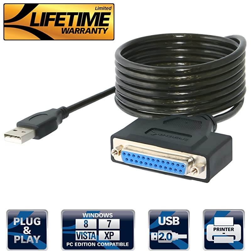25Ft 25 Feet DB25 Male to Female MF Extension Parallel Cable UL Certified