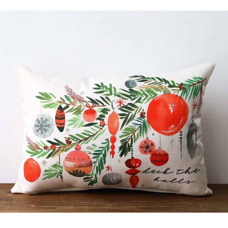 Christmas 14.0" Deck The Halls Pillow Ornaments Home Decor  -  Decorative Pillow