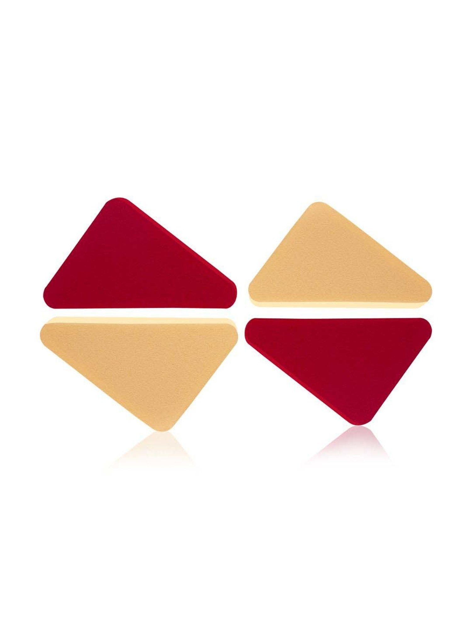 PAC Pressed Sponge Triangle Red & Cream - 4 Pcs