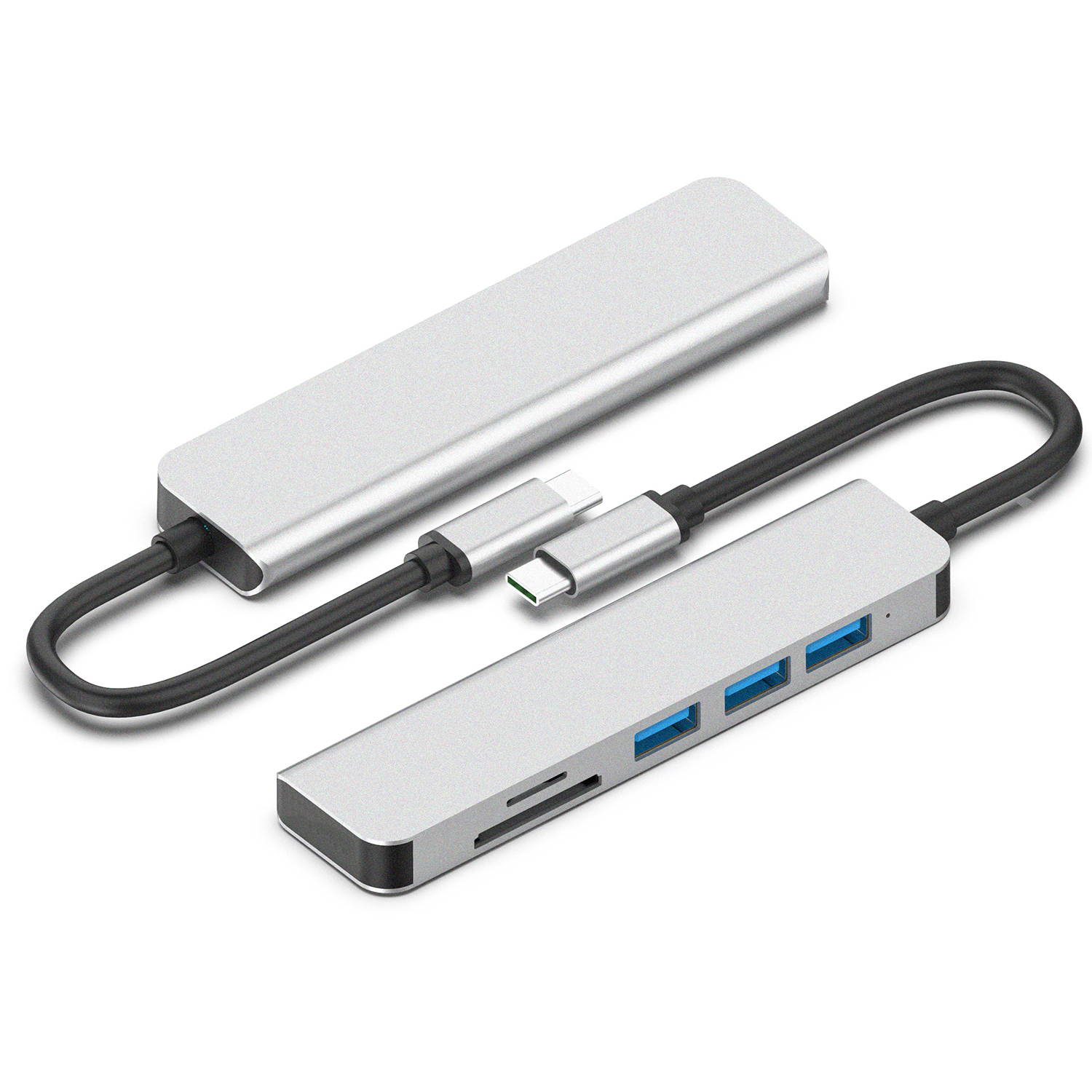 Computer USB converter 4 in 1 hub, HDMI Port Max 4K UHD 3840*2160@30HZ with  3 USB 3.0 Hub Ports up to 5Gbps for data syncing, Suitable for the Mac with TYPE C interface and mouse, card reader,etc.