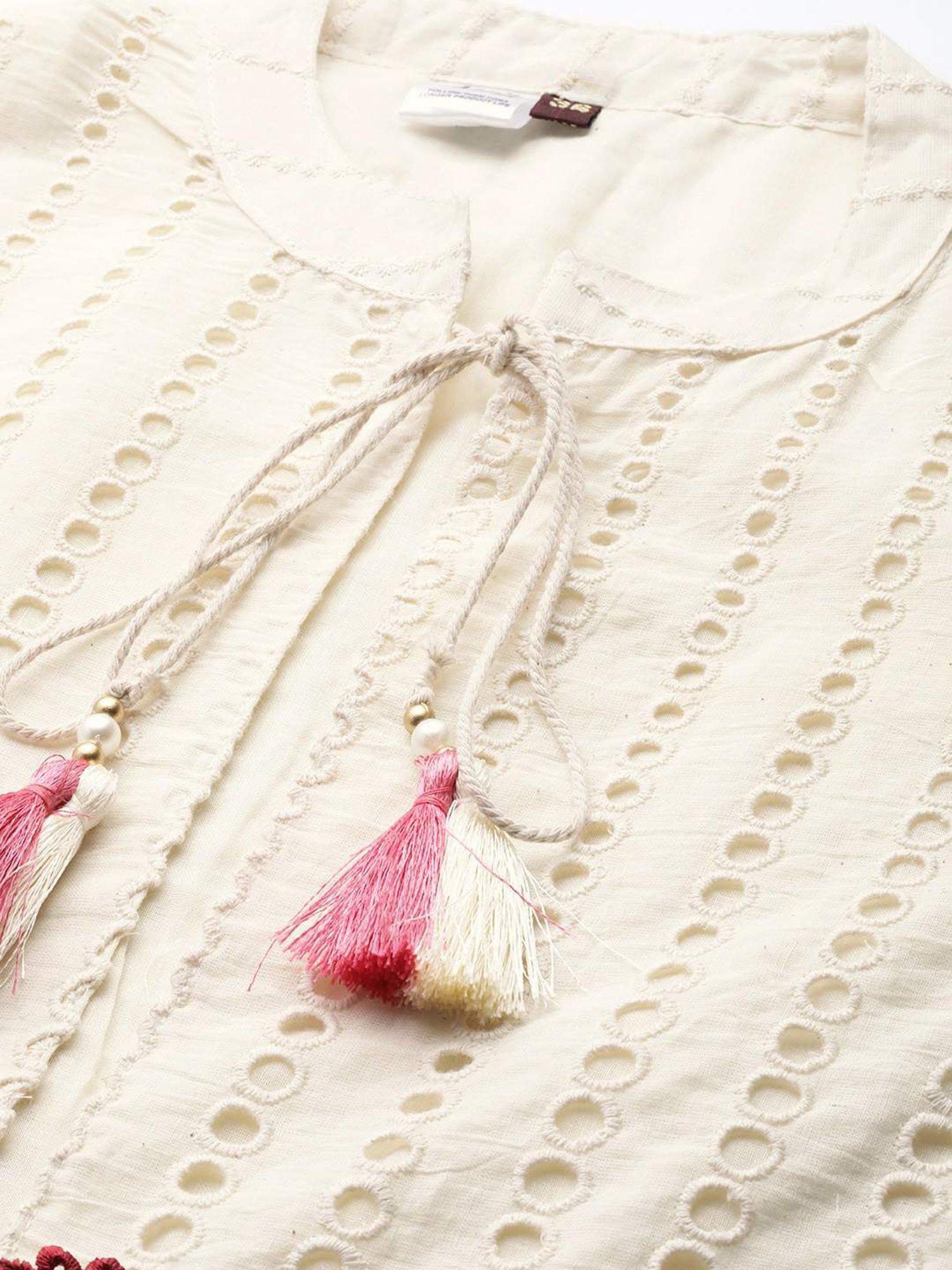 Aarika Cream Cotton Embroidered Ethnic Jacket