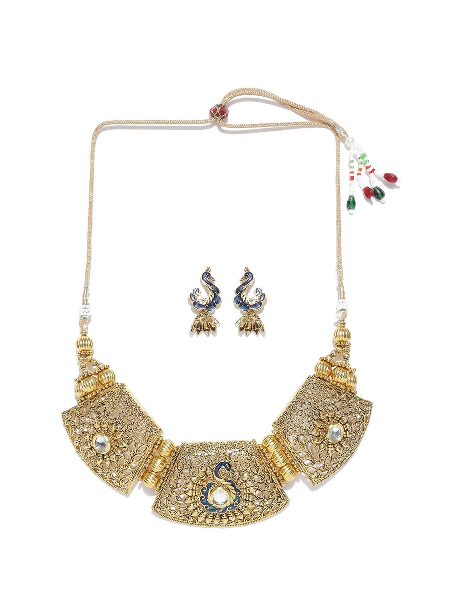 Sri Jagdamba Pearls White Alloy Classic Necklace & Earring Set