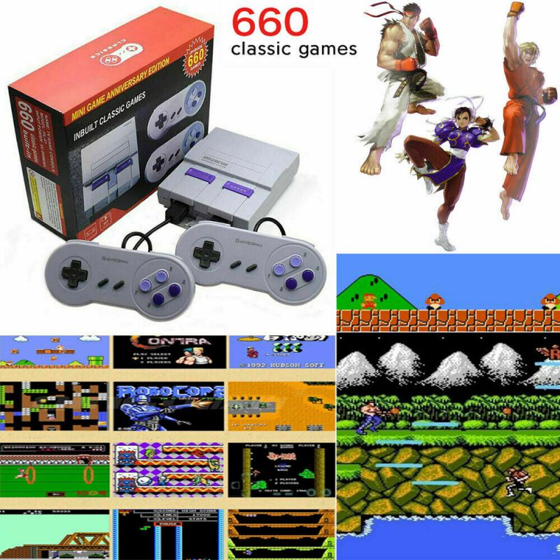 Mini 660 Classic Games Retro Super Classic Modded 8 Bit Game Console Handheld Gaming with With 2 Controllers