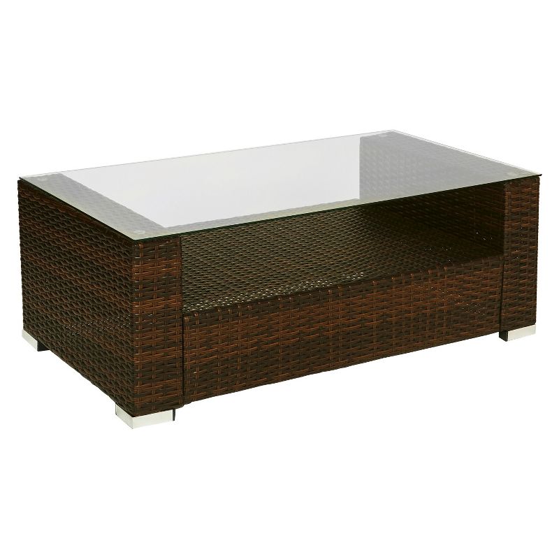 Bahia 4 Piece All Weather Wicker Seating Set Dark Brown with Beige Cushions - Thy Hom