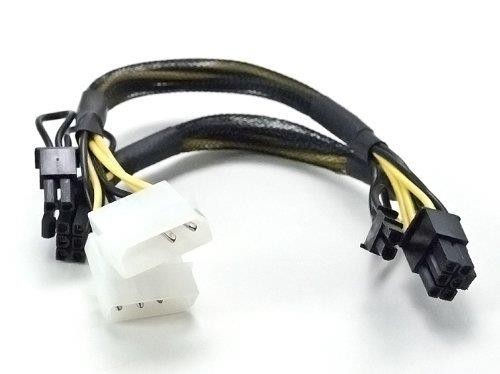 AYA 14" 2x 4-Pin Molex to 8" PCIE2 8-Pin (6+2) + 6" PCI2 8-Pin (6+2) Power Adapter Converter AYA-4P62-MP