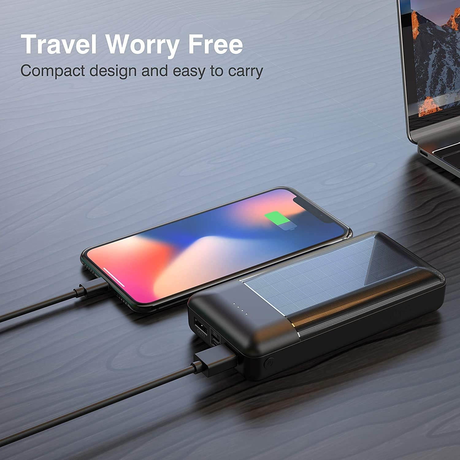 Portable Charger Power Bank24000mAh Phone Charger Ultra-High Capacity with Built in Phone Holder LED Power IndicatorExternal Battery Pack with Dual Inputs & Dual Outputs for Most Smartphones