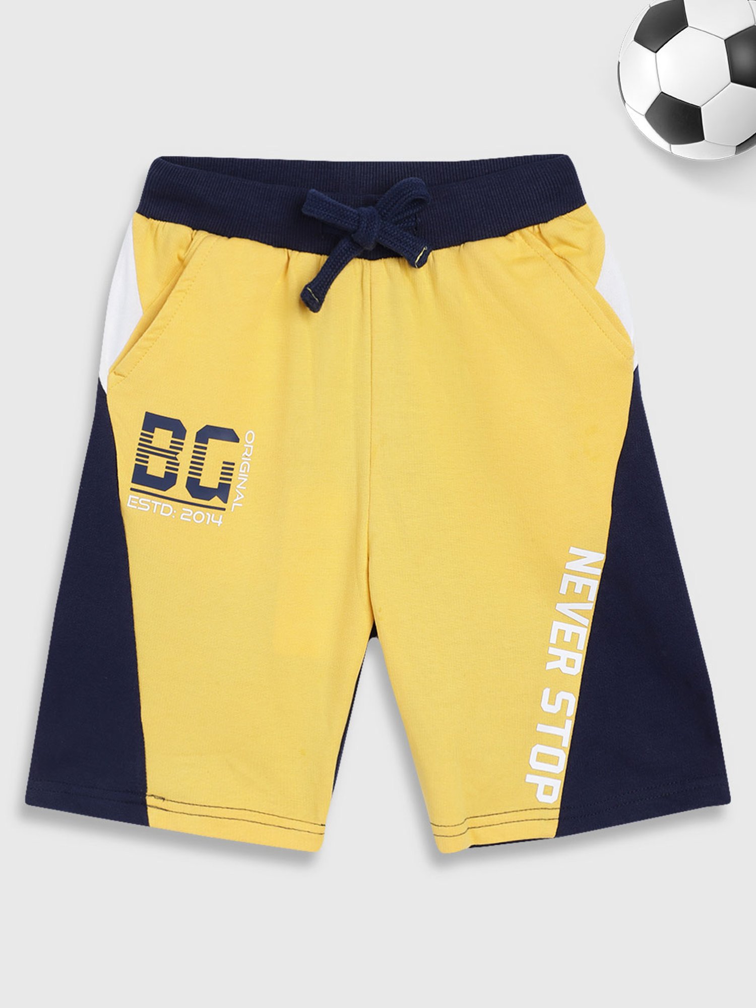 Blue Giraffe Kids Yellow Cotton Printed Shorts