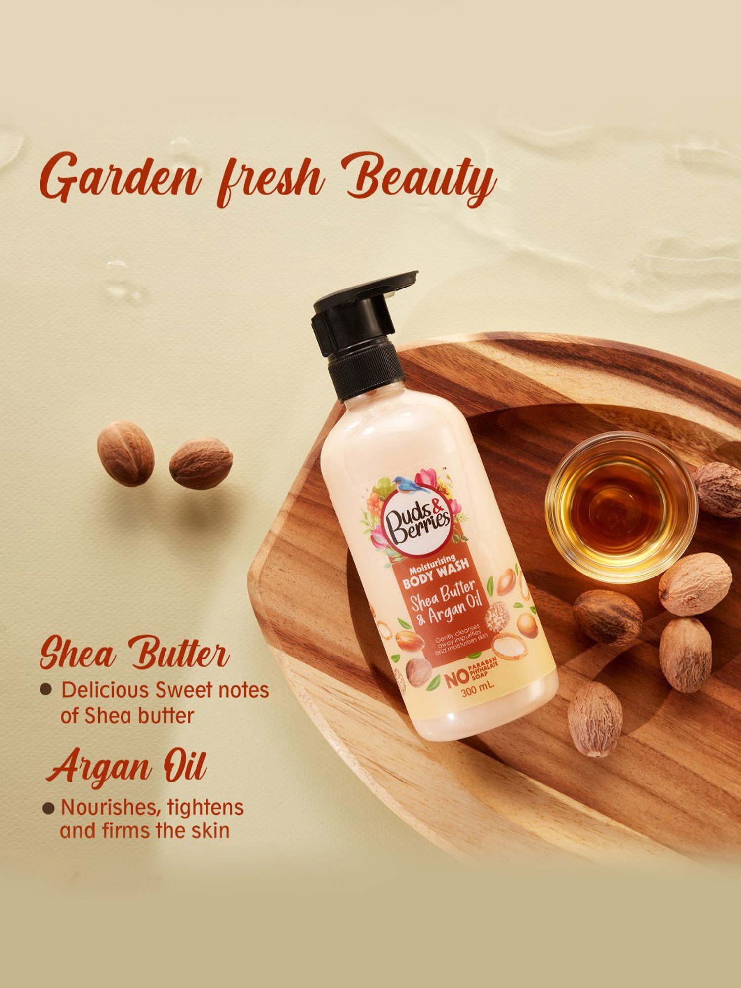 Buds & Berries Shea Butter & Argan Oil Moisturising Body Wash - 300 ml