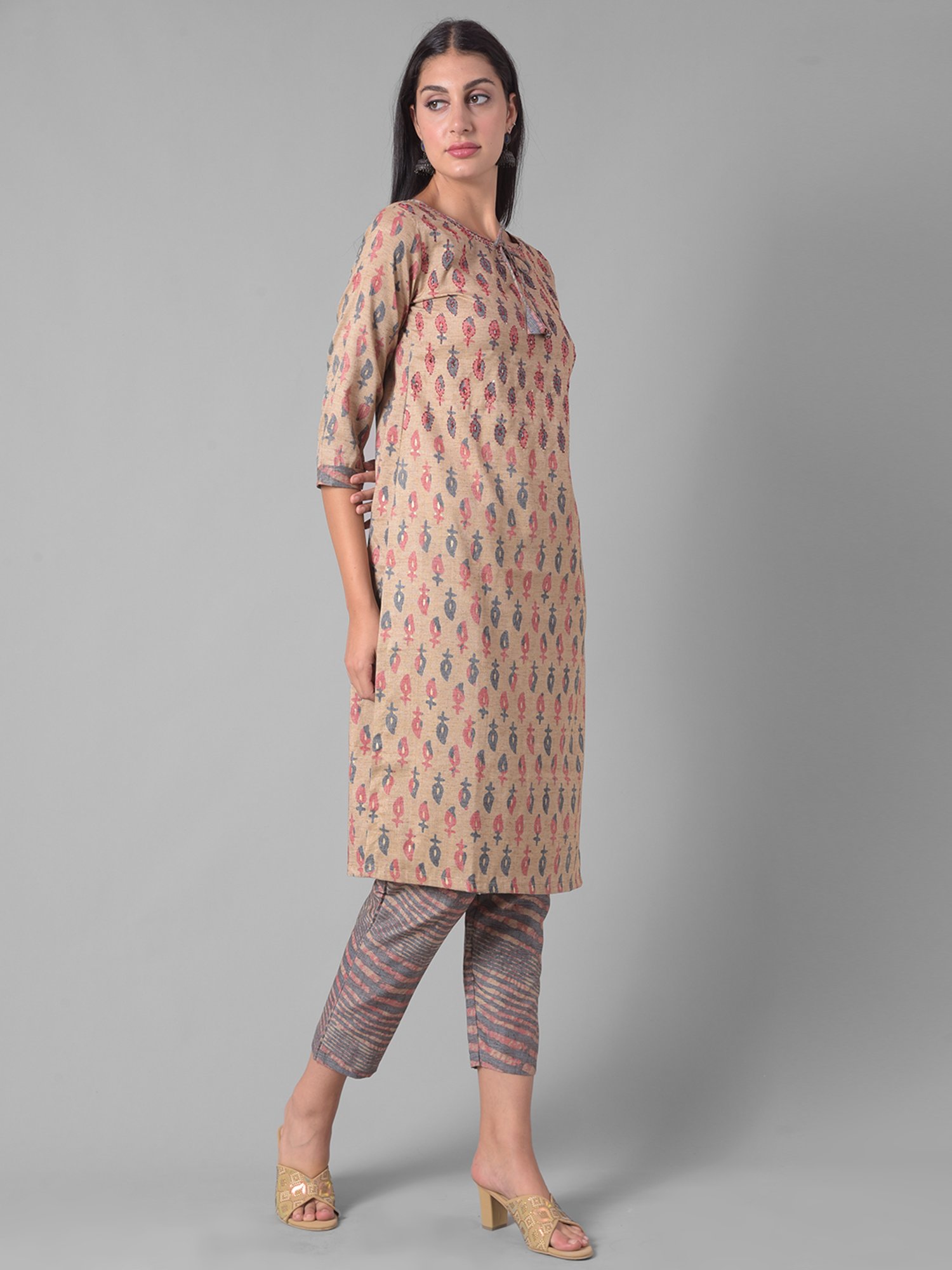 Dollar Missy Beige Embellished Kurta With Pants