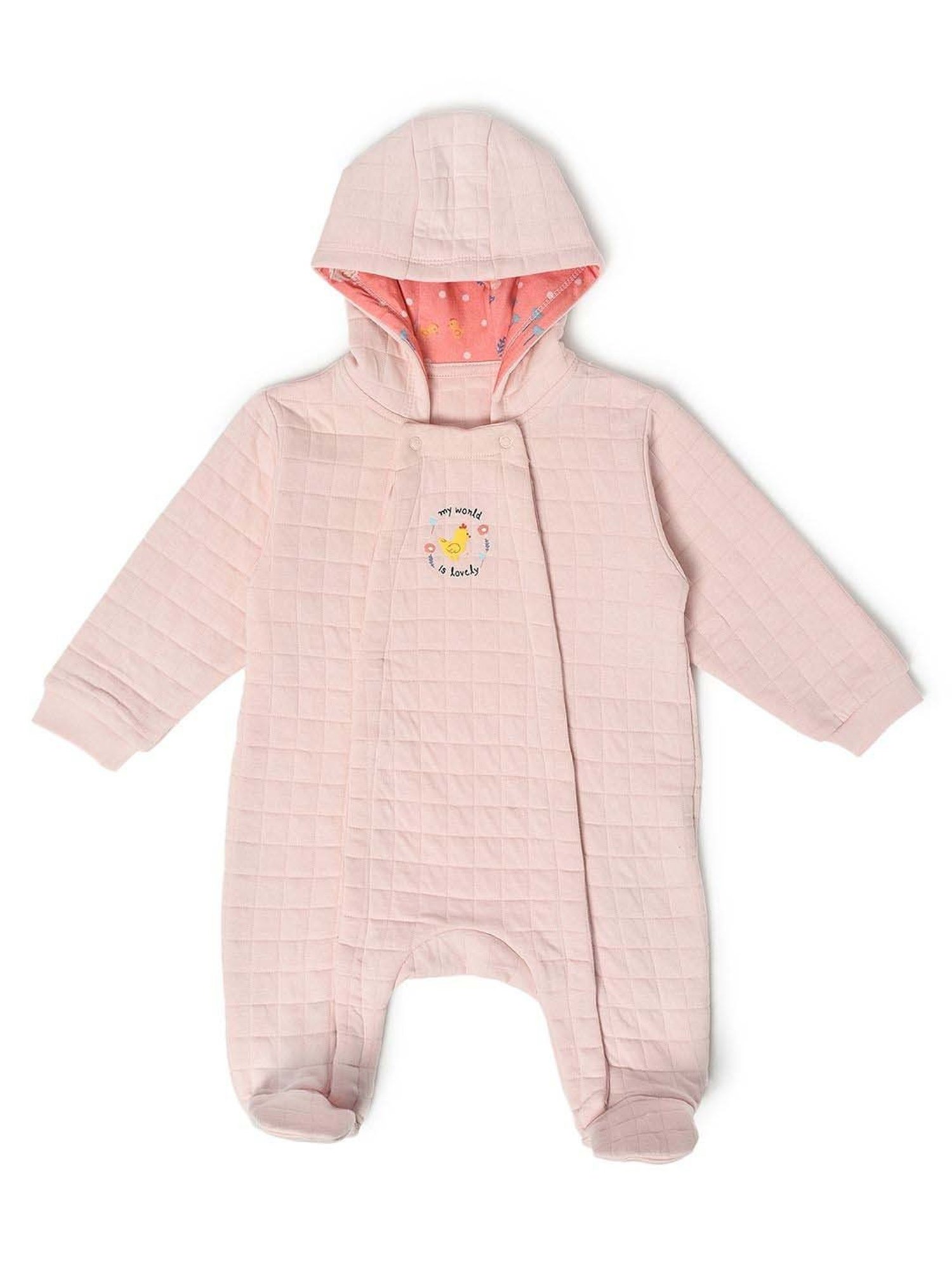 MiArcus Girls Pink Regular Fit Full Sleeves Sleepsuit