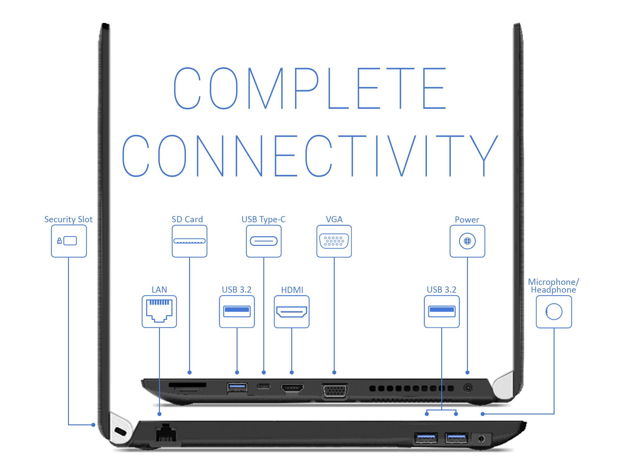 Toshiba Dynabook Tecra A50-F Notebook, 15.6" HD Display, Intel Celeron 4205U 1.80GHz, 32GB RAM, 256GB SSD, HDMI, VGA, Wi-Fi, Bluetooth, Windows 10 Pro Education