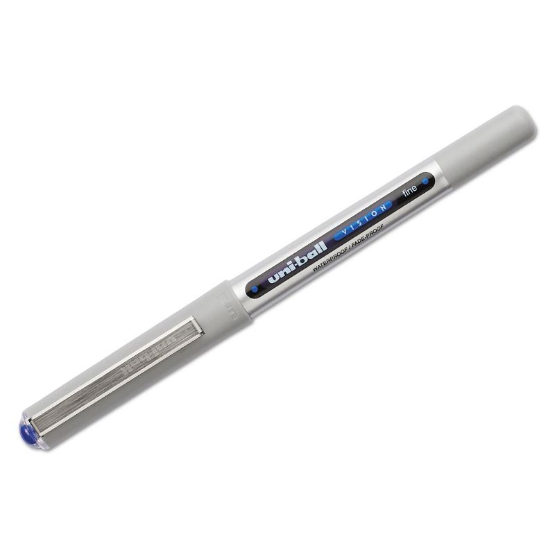 uni-ball VISION Stick Roller Ball Pen Fine 0.7mm Blue Ink Blue/Gray BarrelStand 60134