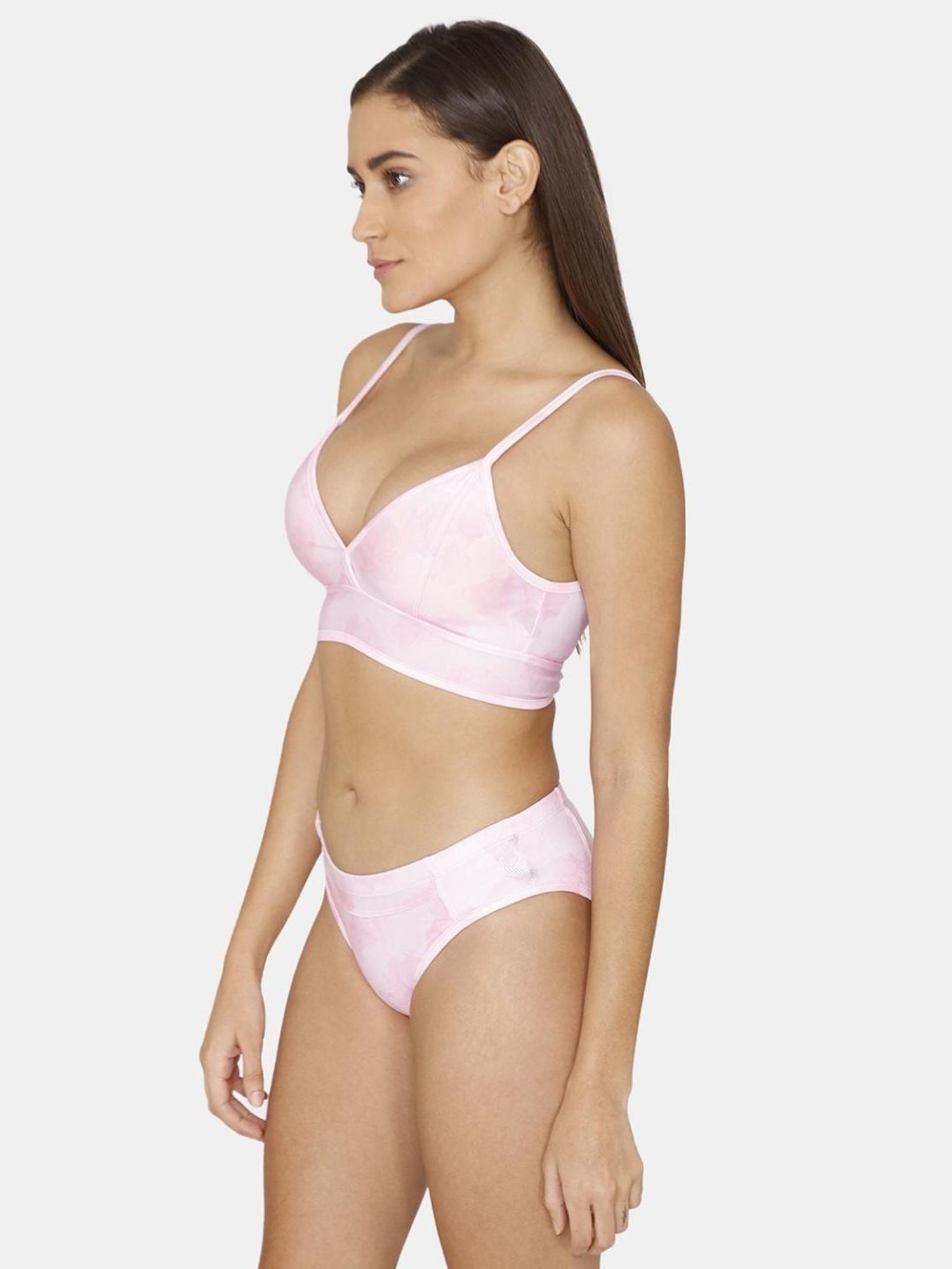 Zelocity by Zivame Light Pink Abstract Print Bikini Set