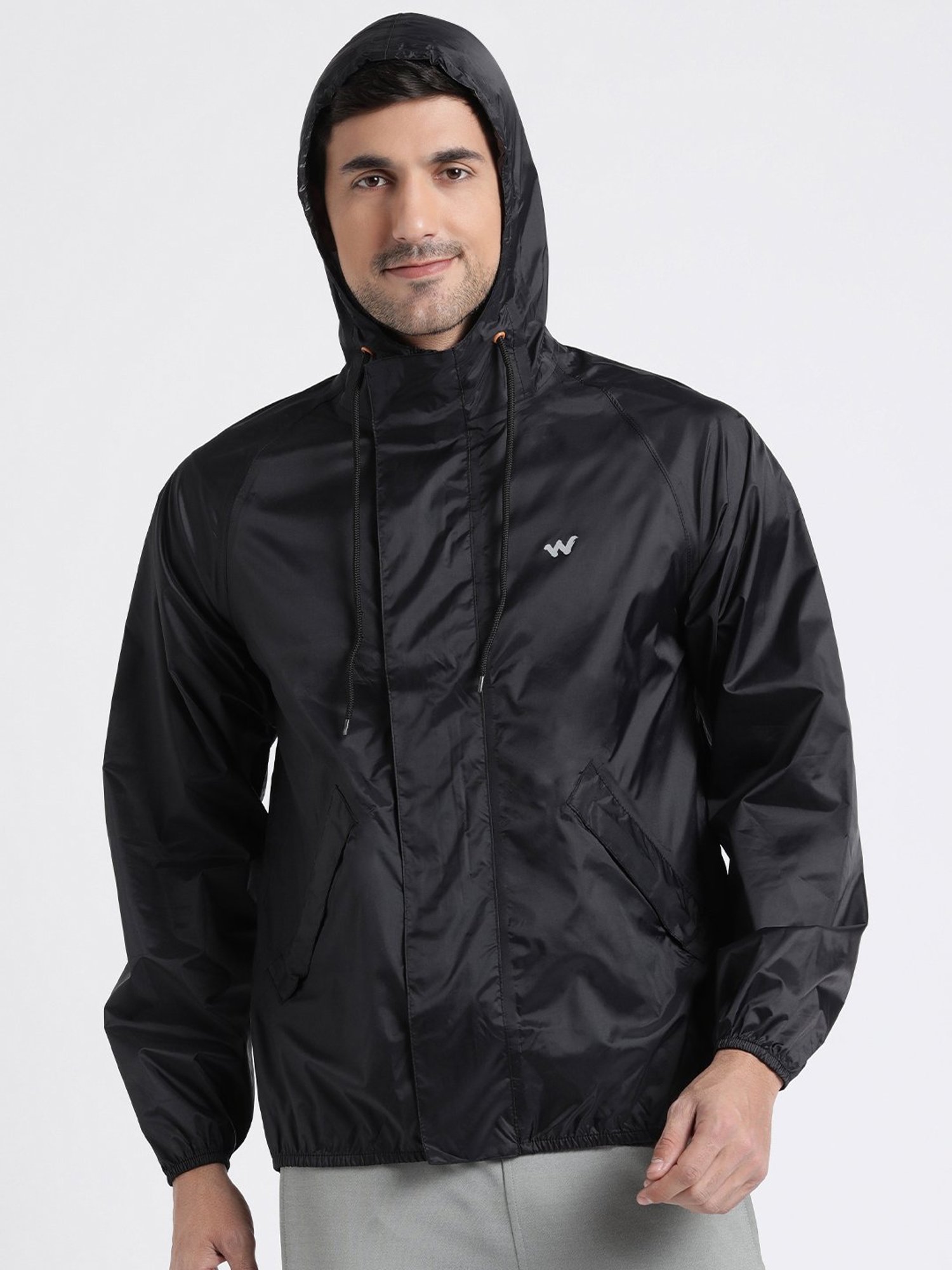 Wildcraft Black Hooded Rain Jacket