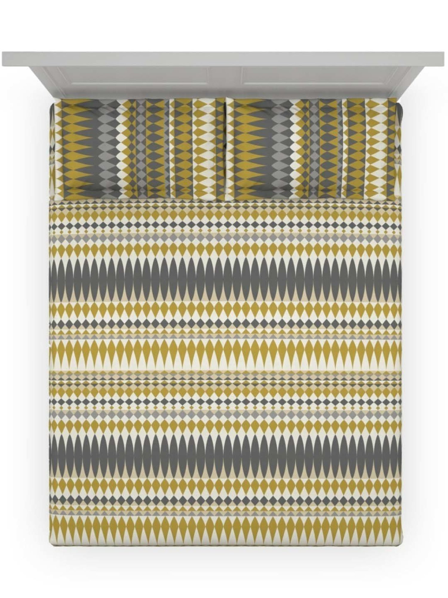 DDecor Geometric Grey 144 TC Cotton Queen Bedsheet with 2 Pillow covers