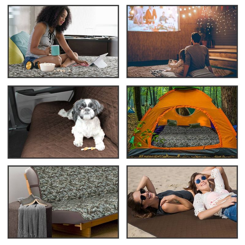 3pc Reversible Camouflage Quilted Recliner Cover Chocolate- Zenna Home