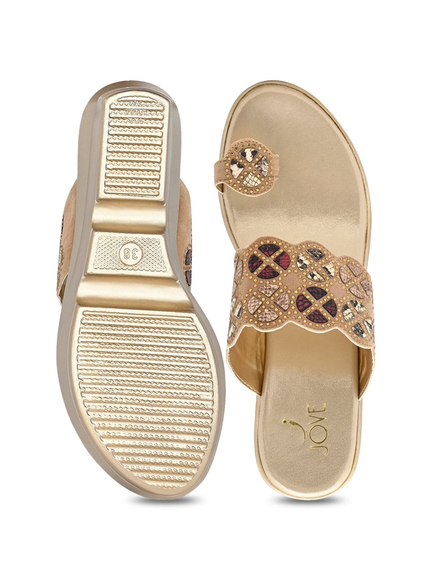 Jove Women's Golden Toe Ring Wedges