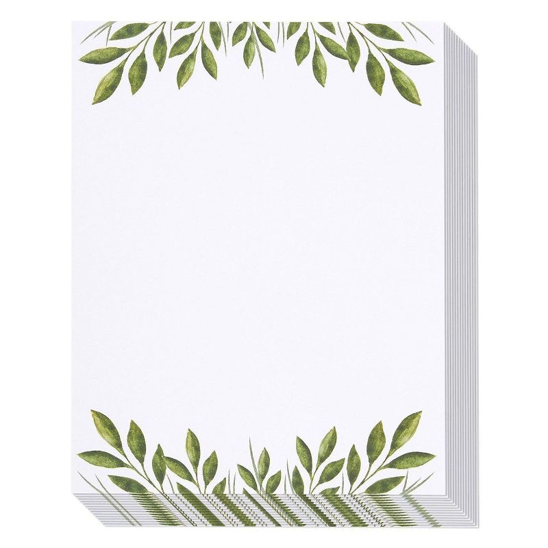 96 Sheets Leaf Themed Letterhead Stationery Papers, Printer Friendly Letter Sized, 8.5" x 11"