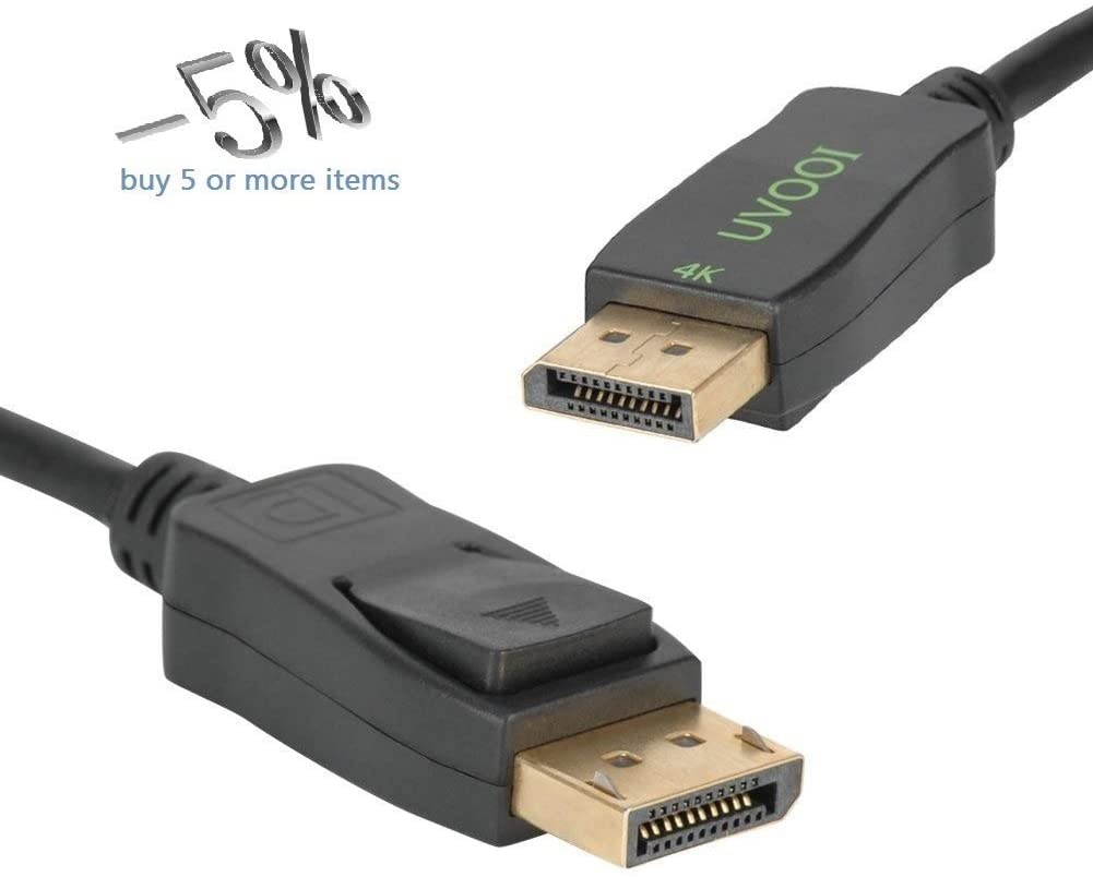 UVOOI DisplayPort Cable 10ft 2-Pack DP Display Port Cord Male 4K@60hz 2K@44Hz