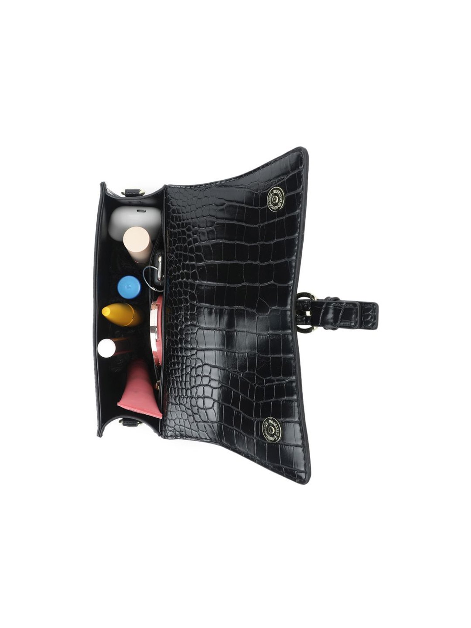 Tyra Isla Black Textured Faux Leather Satchel Handbag