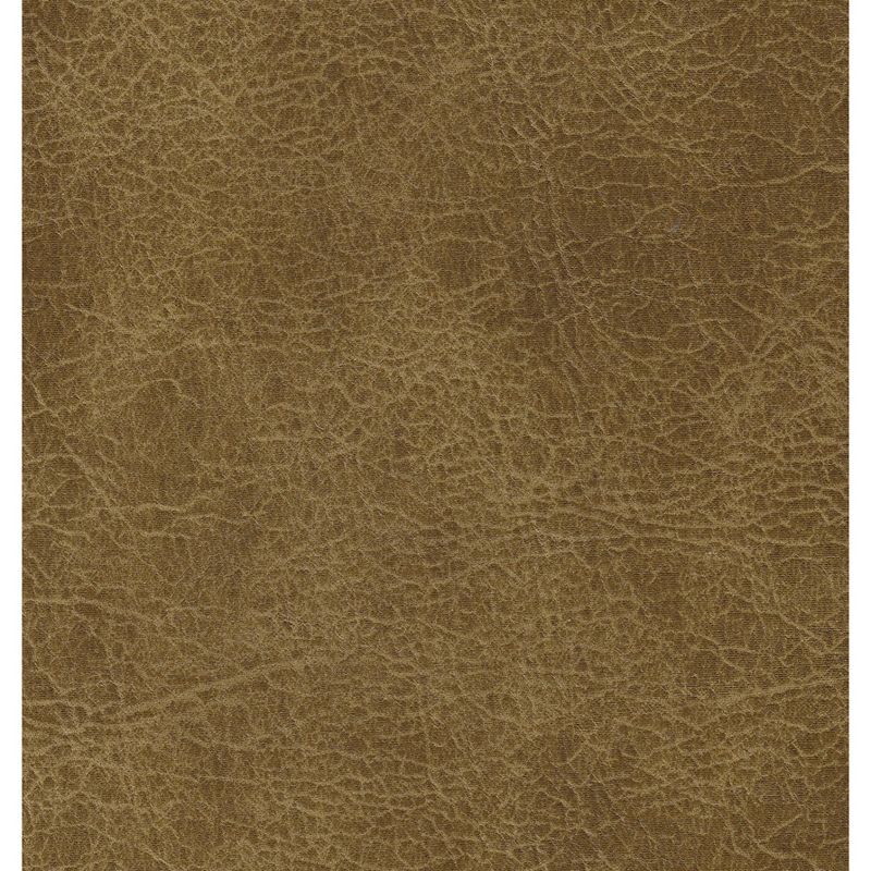 Square Metal Ottoman with Button Tufting Faux Leather Light Brown - HomePop