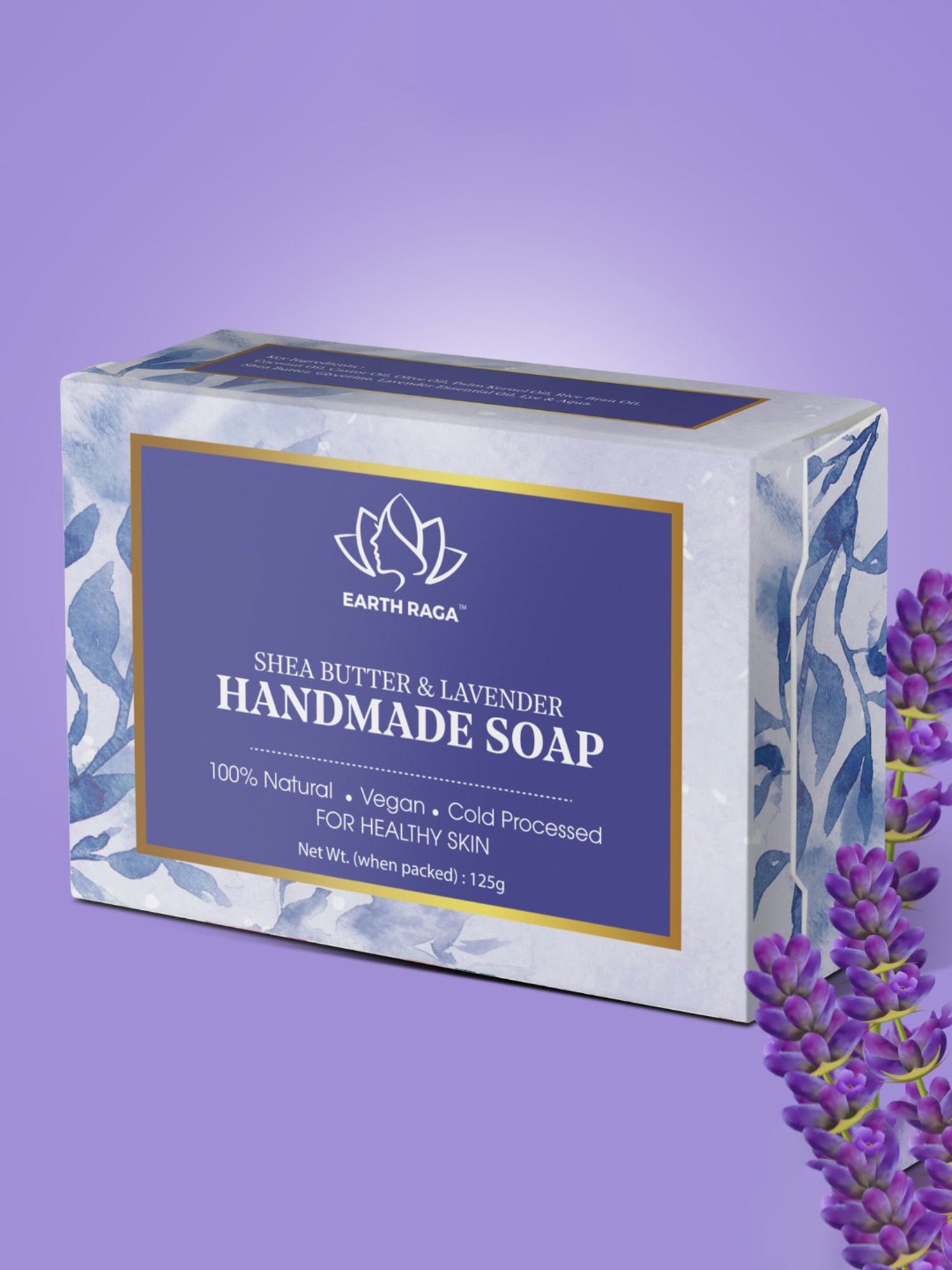 Earthraga Shea Butter & Lavender Handmade Soap - 125 gm