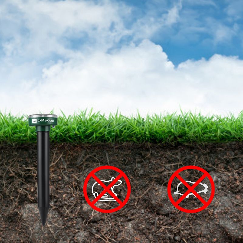 Dartwood Outdoor Solar Ultrasonic Pest and Mole Repellent for Groundhogs, Rats, Mice, Snakes in Your Gardens, Lawns and Yards (2 Pack)