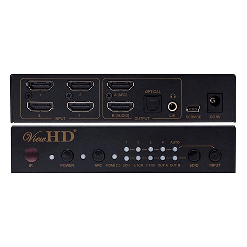 Prosumer UHD HDMI 4X1 Switch with Audio Extraction | Dedicated HDMI Audio Output | 18Gbps | 4K60Hz | Dolby Vision HDR | HDCP 22 | Model VHDU4X1AS