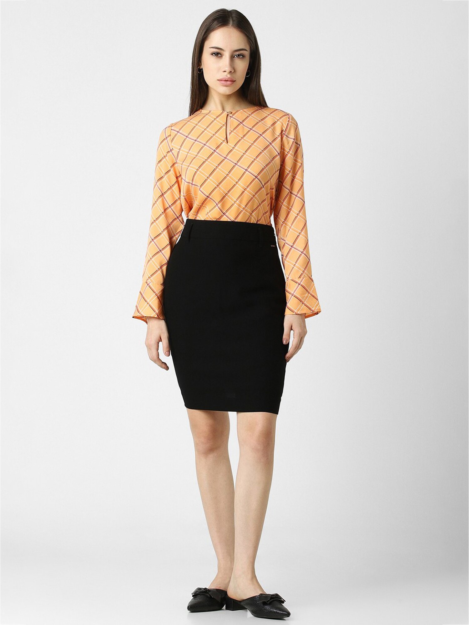 Van Heusen Orange Checks Top