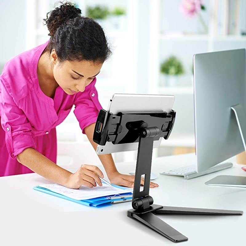 Tablet Stand Tablet Wall Mount Under Cabinet Holder Desktop Tablet Holder for 4496 Width of TabletsPhones Compatible with iPad Pro iPad Pro Air iPad Mini Galaxy Tab More Black