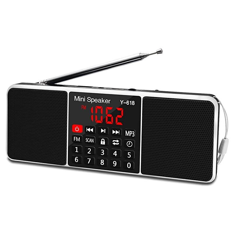 Multifunction Digital FM Radio Media Speaker MP3 Music Player Support TF Card USB Drive with LED Screen Display and Setting Timing Shutdown Function Black