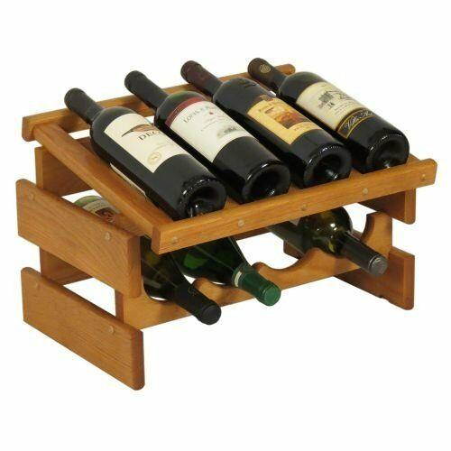 Wooden Mallet 8 Bottle Dakota Wine Rack with Display Top Medium Oak NEW