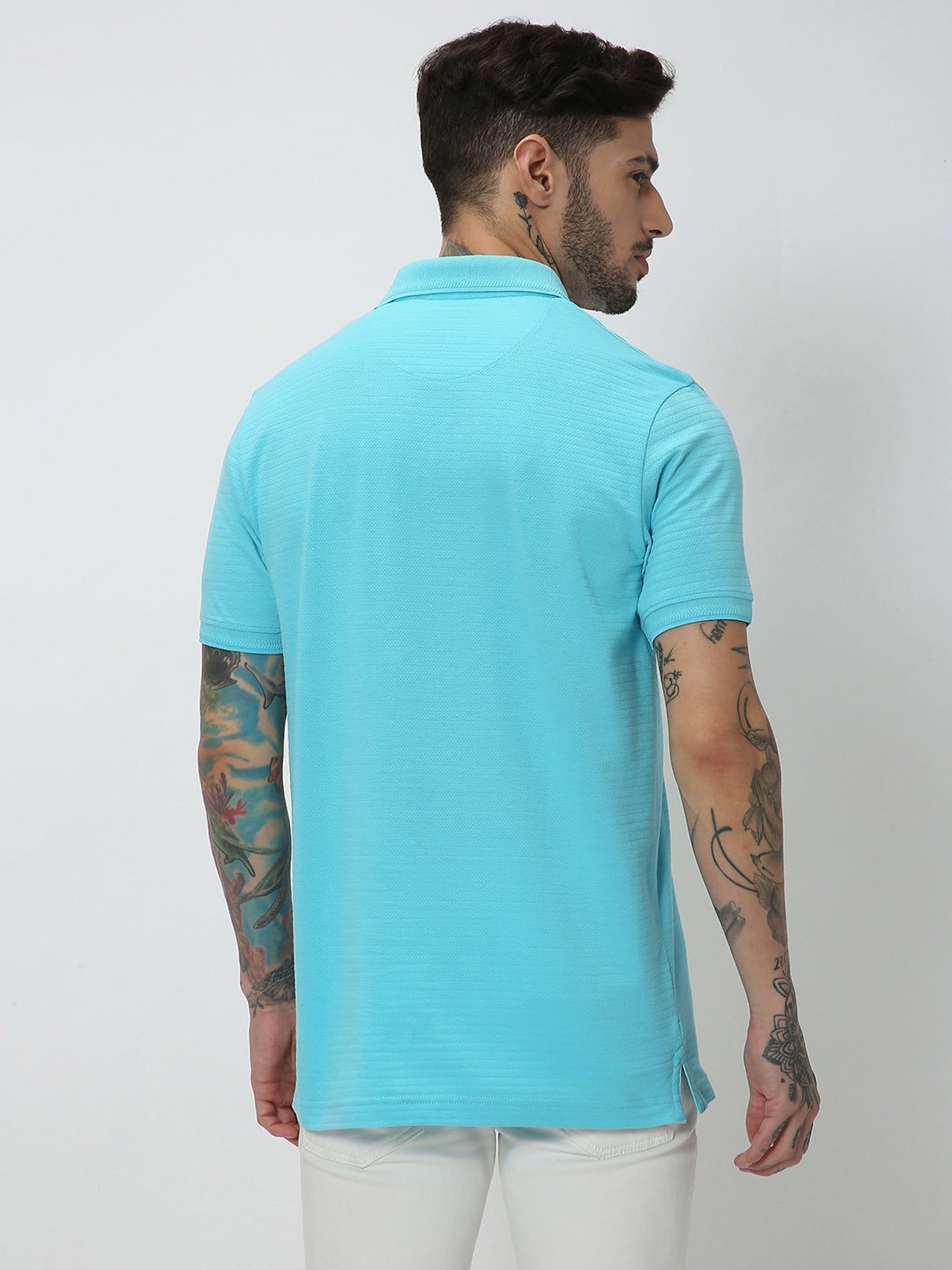 Mufti Aqua Slim Fit Textured Polo T-Shirt
